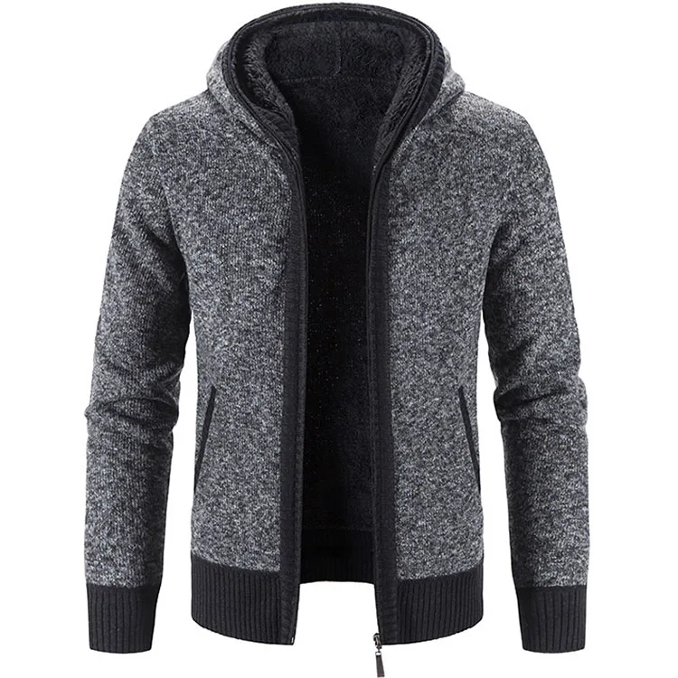 Custom Wholesale 2022 Men Plain Blank Cardigan Sweater With Hood - Buy ...