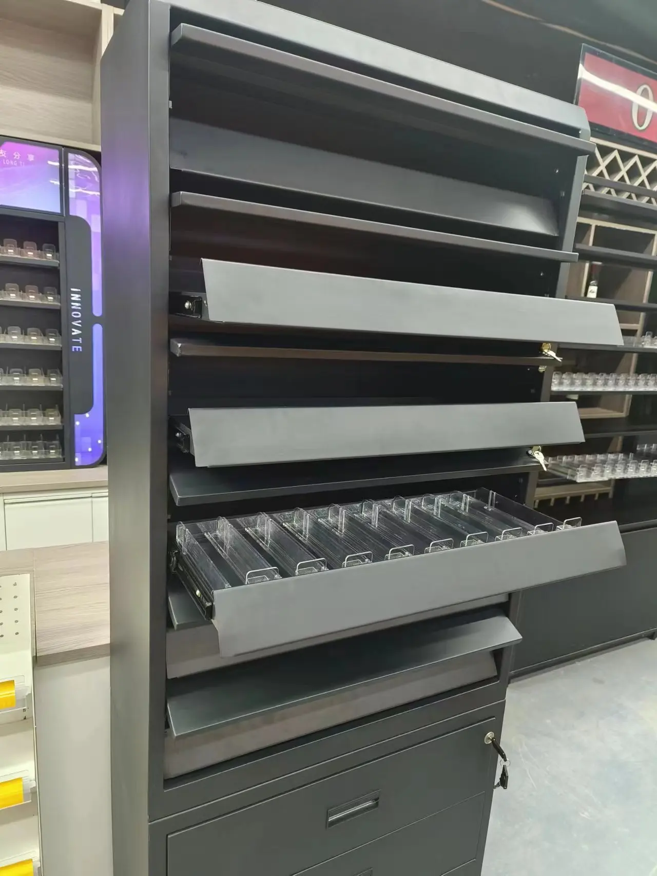 Présentoir de Comptoir pour Cigarettes et Tabac, Étagères Poussoir, Gondole  à Portique, Présentoirs Métalliques pour Tabac, Présentoir de Vente à  Tiroirs, Présentoir de Magasin