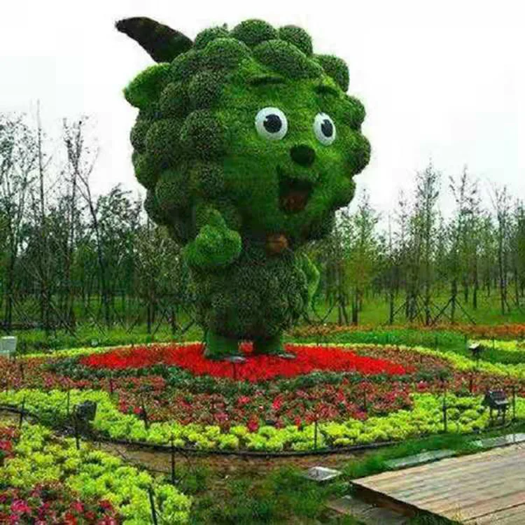 Factory Hand Make Green Outdoor Artificial Animal Grass Topiary Bear