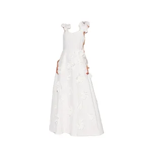 Fashion Elegant White Dress for Fall 2024 New Party French 3d Flower Halter Plus Size Women's Dresses