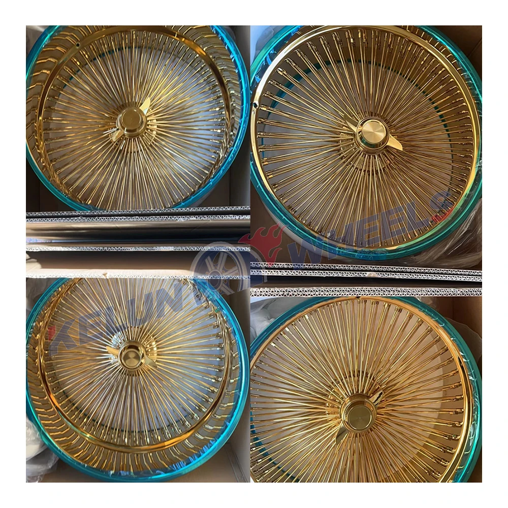 Kelunブランド24x10ローライダーワイヤーホイールゴールド200
