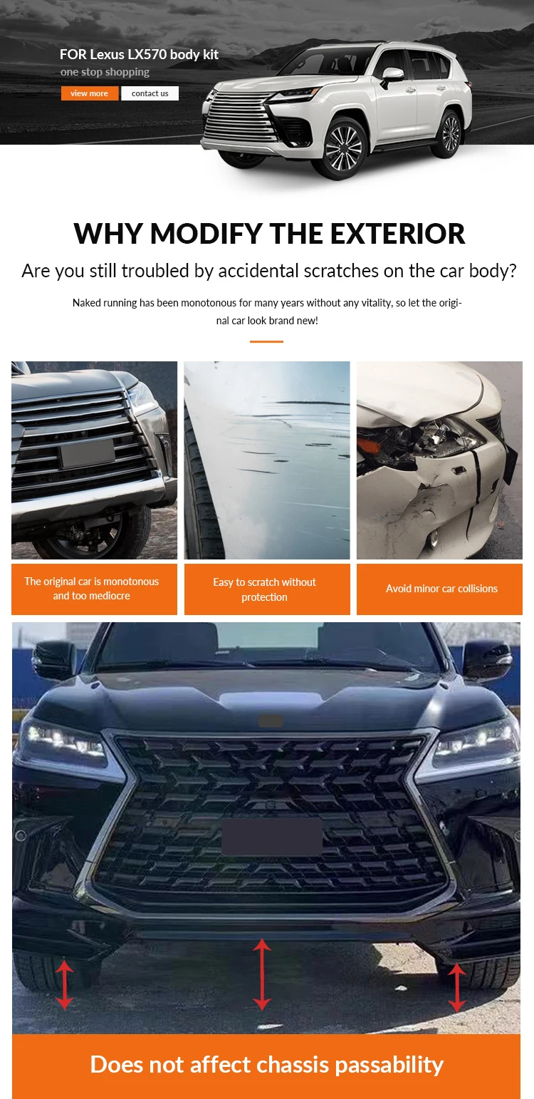 TDCMY Auto Spare Parts Bodykit Car Body Kit Bumper Spoiler Grille for Lexus LX570 2016 2017 2018 2019 2020 factory
