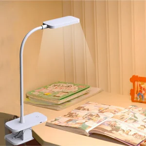 Gooseneck Flexible LED Reading Lamp, Dimmer Light Desk Clamp Lamp, Rechargeable Desk Lamp for Study Office