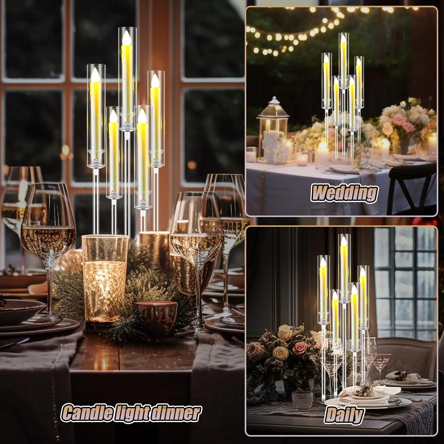 Clear Acrylic Candle Holder Wedding Centerpieces Table Decorations Candlestick Flower Stand