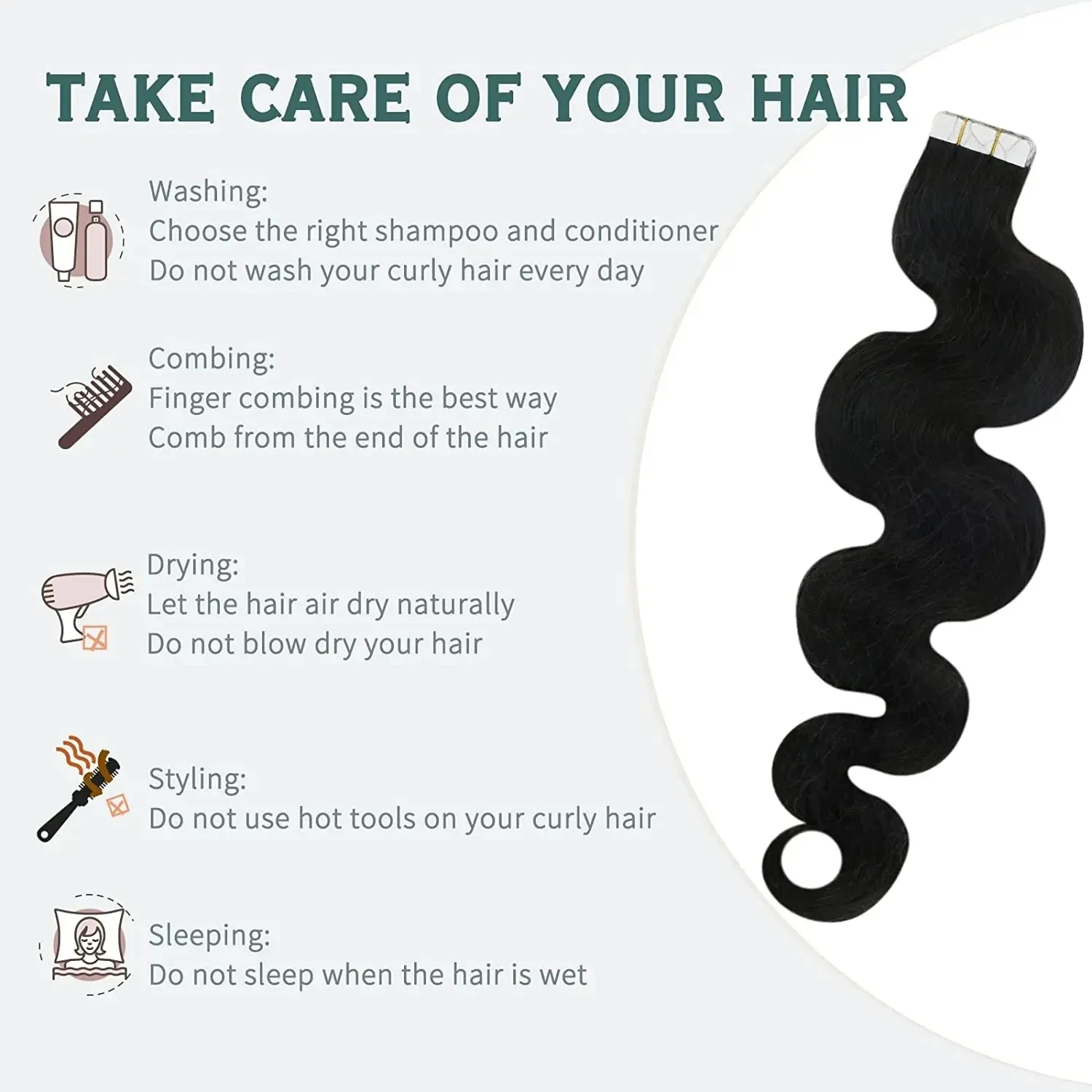 Lange Body Wave Tape In Echthaar Extensions Naturschwarz Set_voghion.com