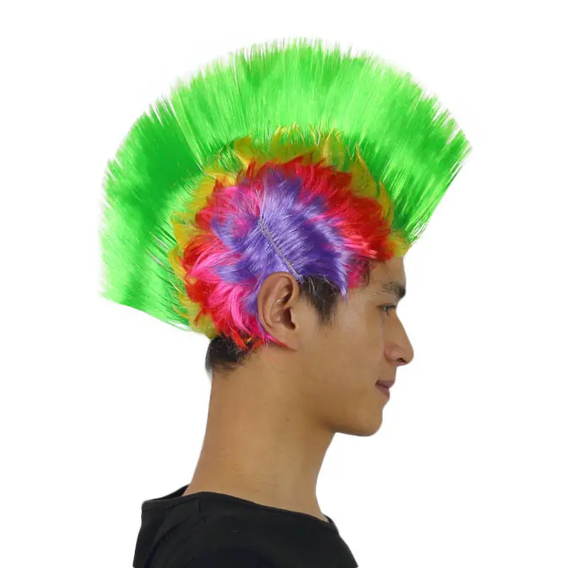 Factory Wholesale Fun Party Ski  Synthetic Hair Wig Full None Lace Cockscomb Mohawk Wig