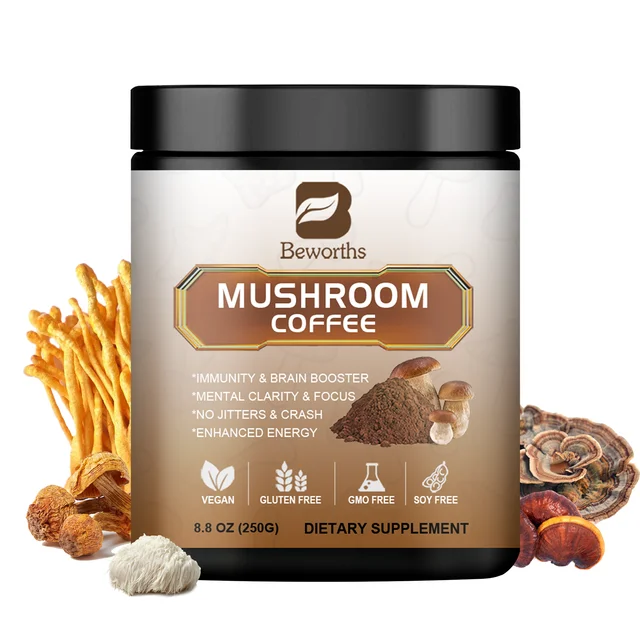 Organic 250g Mushroom Instant Coffee Powder 10 Mushroom Blend Extract Coffee Drink Powder