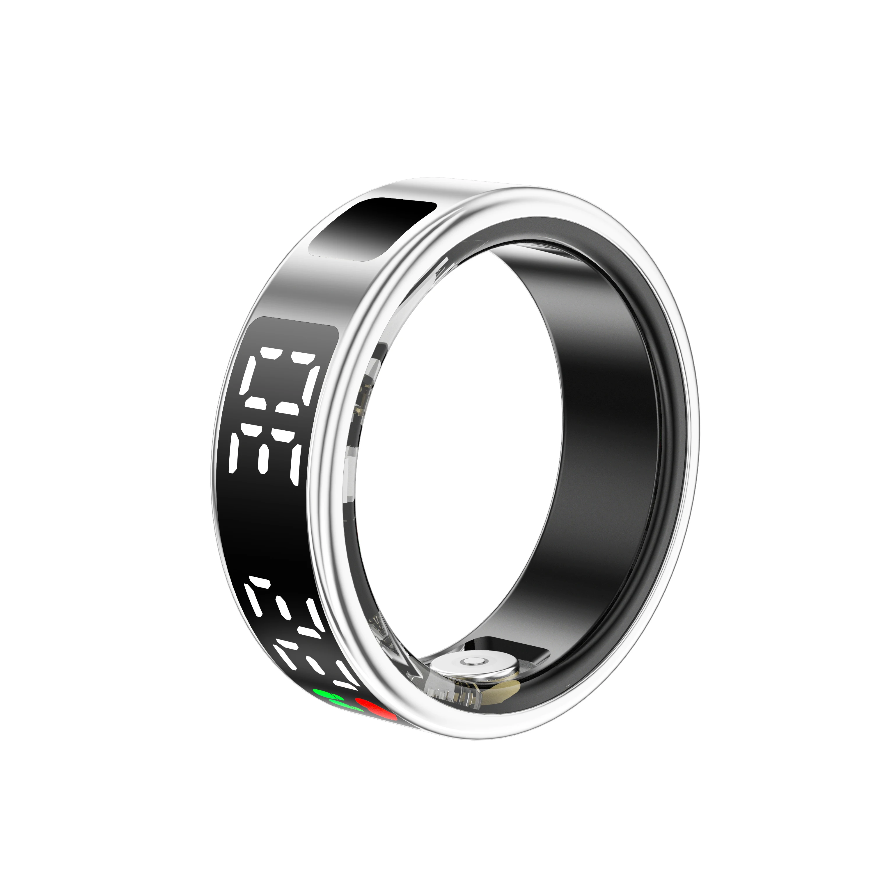 2025 Smart Screen Rings Charging Case Gesture Control Stainless Steel Health Monitoring Heart Rate Blood Oxygen SR08 Smart Ring
