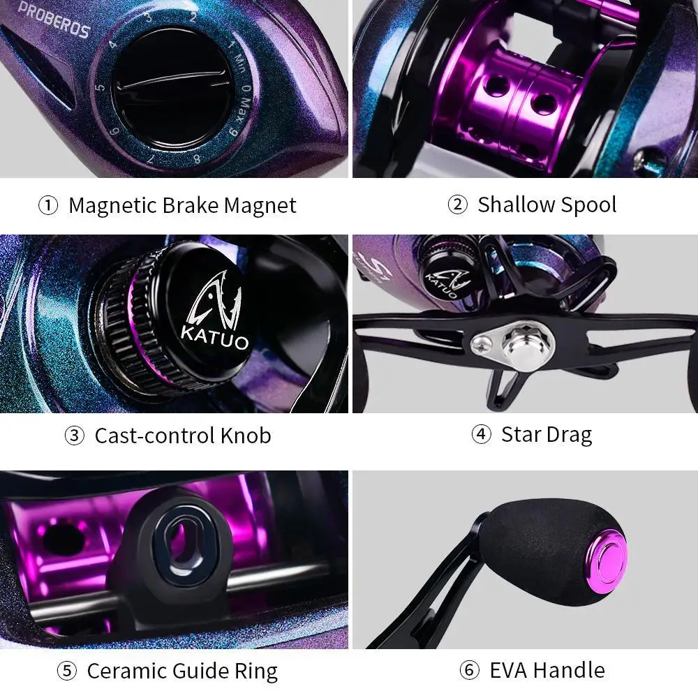 Baitcasting Reel 4+1 Ball Bearings, 10KG Max Drag, Metal Spool, Magnetic  Brake for Heavy Duty Fishing in Lakes & Oceans