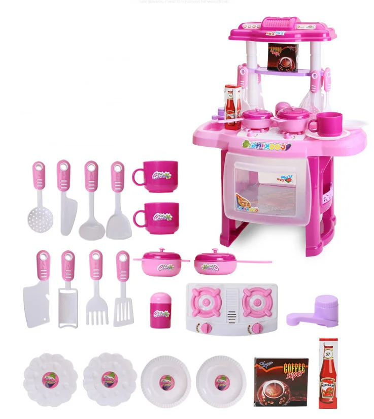 Wholesale plastic baby children kids food kitchen set toy pretend play toys kitchen utensil set for girls and boys kids cooking