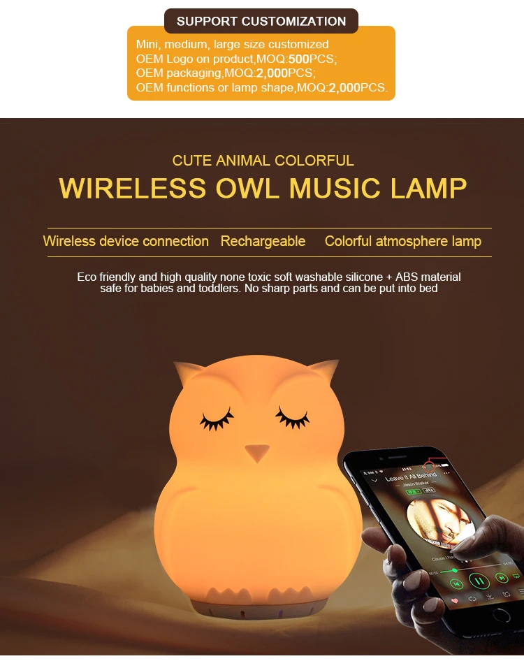 Factory Direct Selling Home Portable Hand Free LED wireless Speaker With Touch Night Light - ANKUX.COM