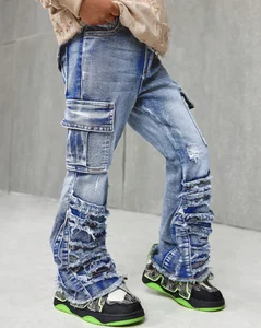 New Kids Jeans Straight-leg Street Hip-hop Casual Fashion Stretch Slim Fit Patch Denim Trousers