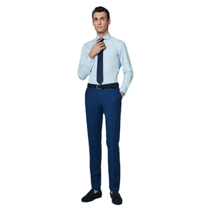Latest Design Wool Polyester Mens Formal Navy Slim Fit Long Trousers Suit Pants