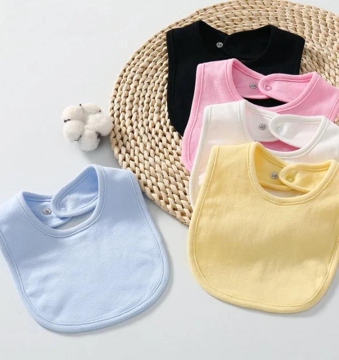Baby Bibs Knitted Interlock Regular Bib Towel Plain Color Pink Blue