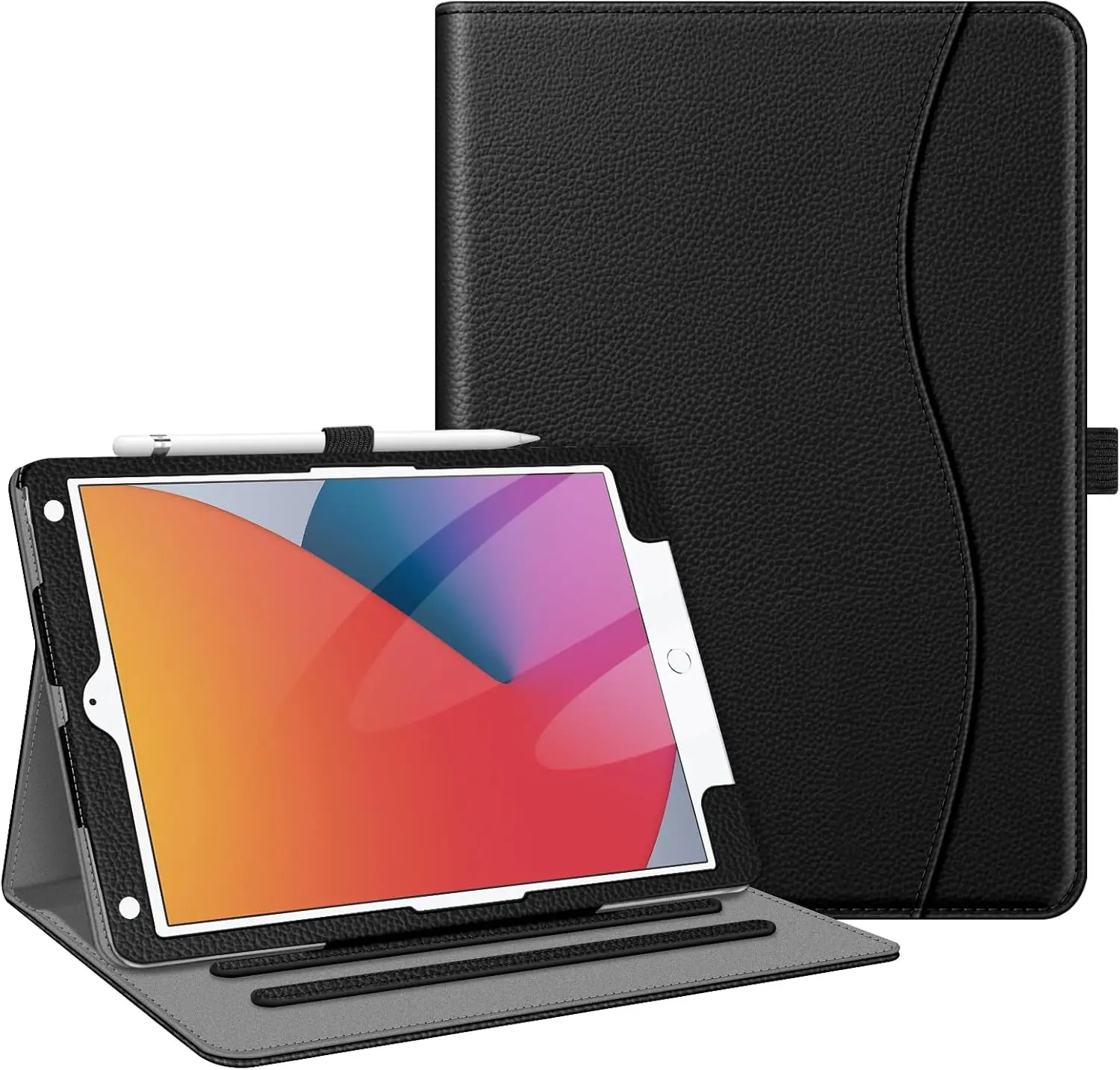 Laudtec Case for iPad 10.2 Corner Protection Multi-Angle Viewing Stand Cover with Pocket & Pencil Holder Auto Sleep Wake