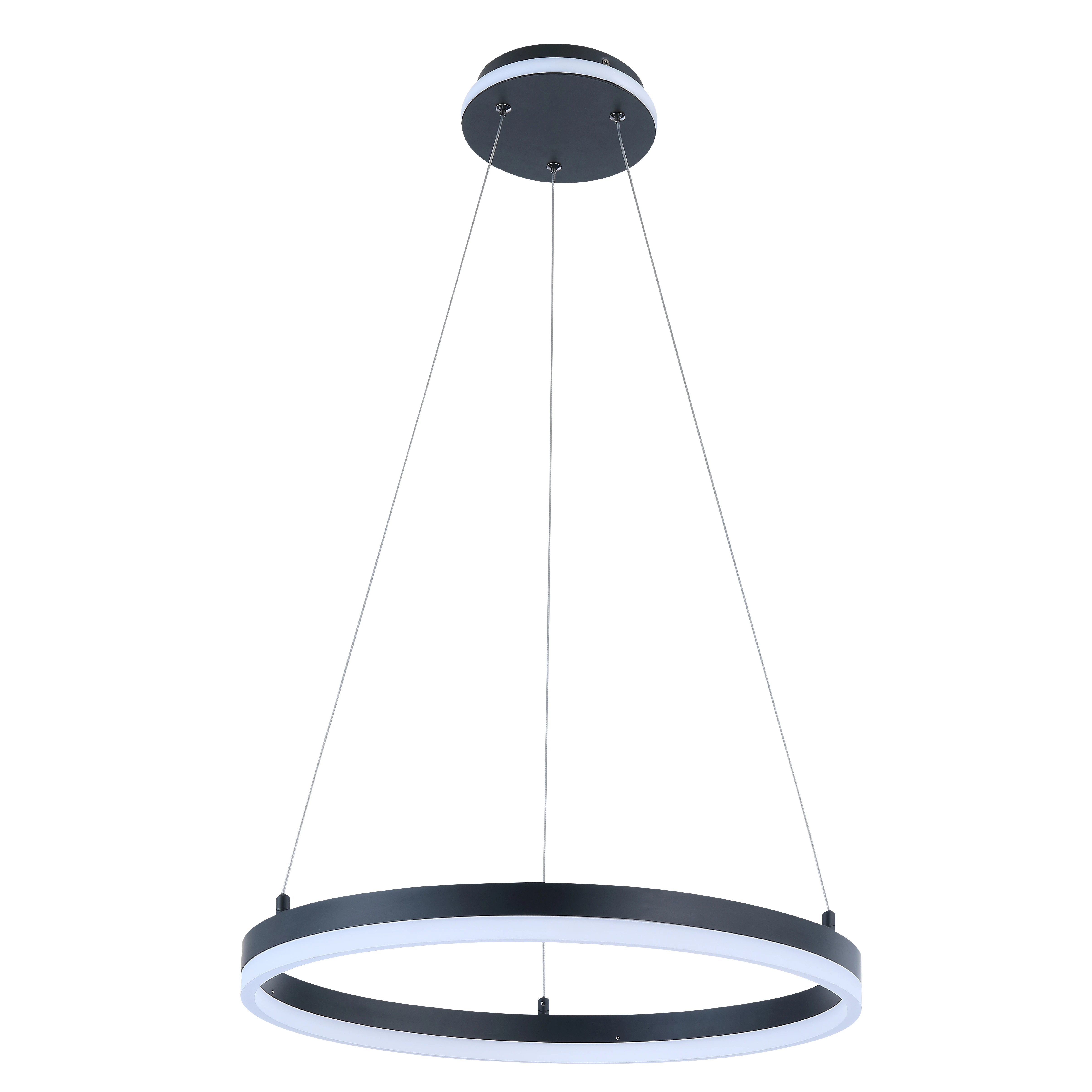 Modern Hanging Pendant Light Contemporary Steel Acrylic Black Round ...