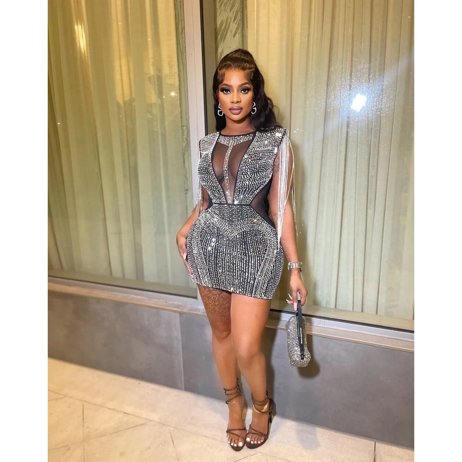 Fashion Club Dresses See Through Bodycon Women's Party Wear Evening Dress Fashion Club Dresses See Through Bodycon Women's Party Wear Evening Dress