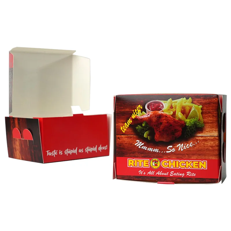 Factory Custom logo Design Burger and Fries Chicken Wing Packaging Box Take Out Korean Fried Chicken Boxes