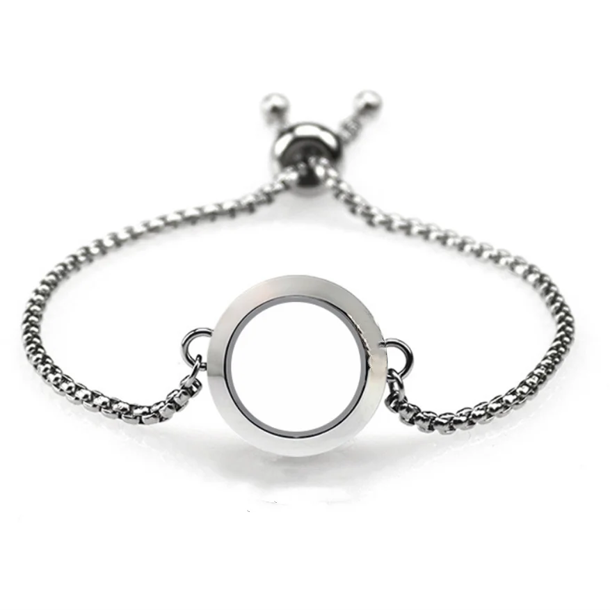 Stainless Steel Metal Adjustable Chain Bracelet 20mm/25mm/30mm Round ...