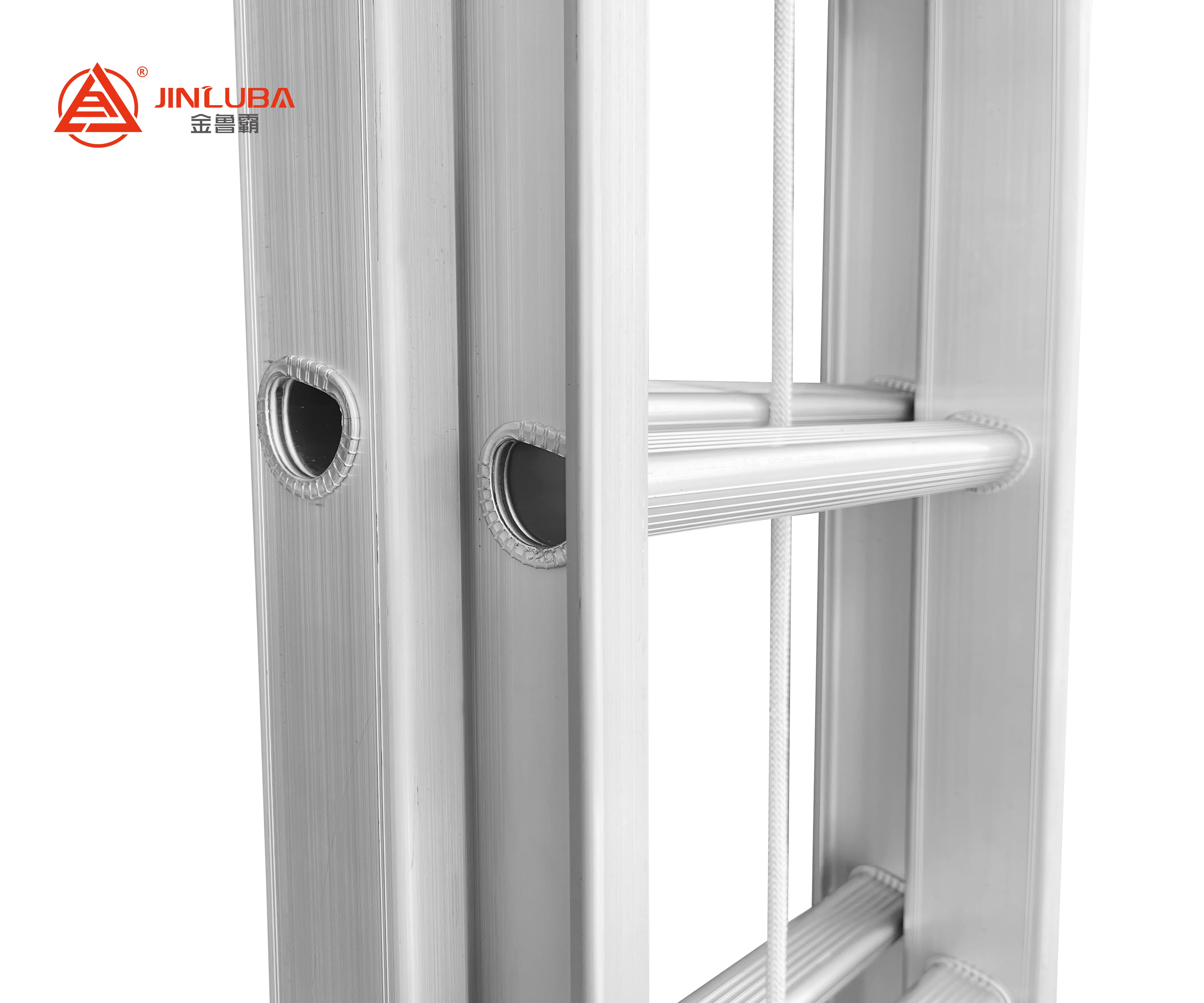 Height Adjusted Aluminum Telescopic Ladder with Rope Aluminum Extension Ladder 20ft 24ft 28ft