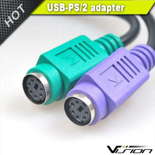 PS2 to USB Adapter - for Keyboard & Mouse with PS2 Interface - Support PS/2 Port of KVM Switch - Built-in USB IC