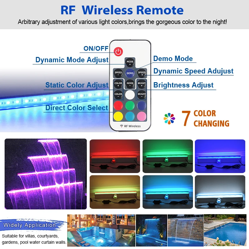 Factory Wholesale Water Cascade Fountain Indoor Led Water Fall Rgb Water Features Waterfall for Swimming Pool