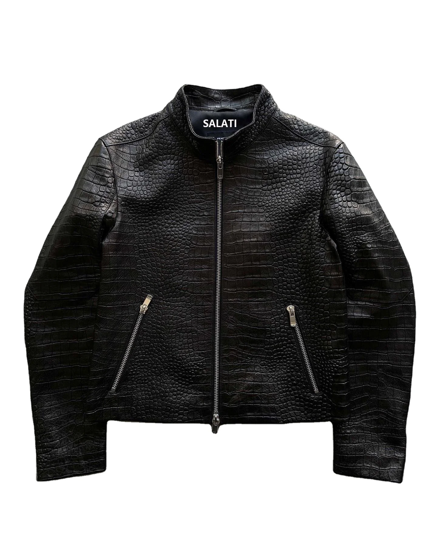 Salati Designer Luxury Snake Skin Print Zipper Pu Motorbike Motorcycle Racing Biker Crop Man Bomber Jackets Leather Men's Jckets gallery 2