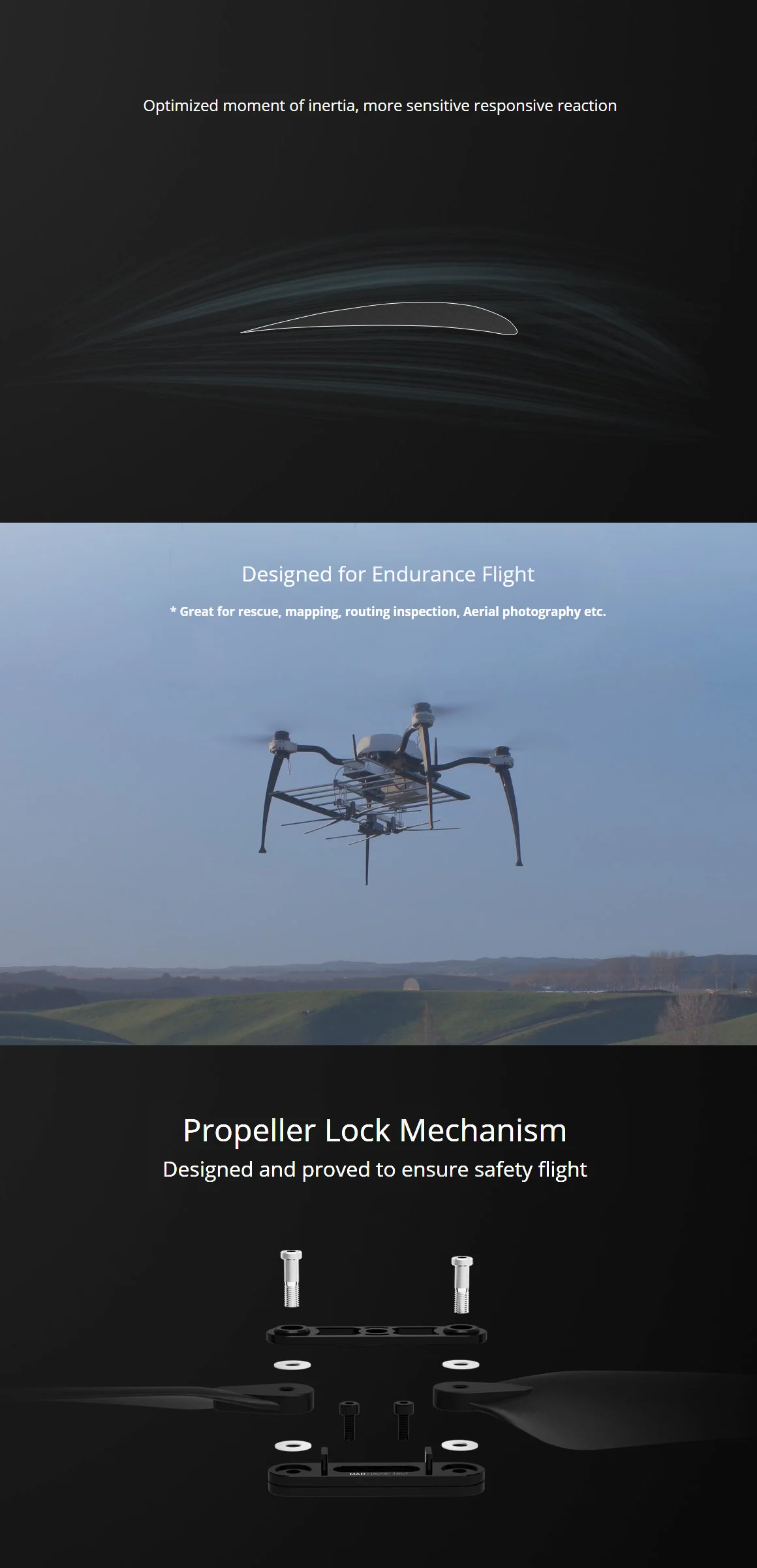 HAVOC 22x7 Zoll Faltbarer Propeller aus Kohlefaser für UAV-Drohne Multirotor CW+CCW Starrflügler Quadcopter VTOL Jet – Detail 8