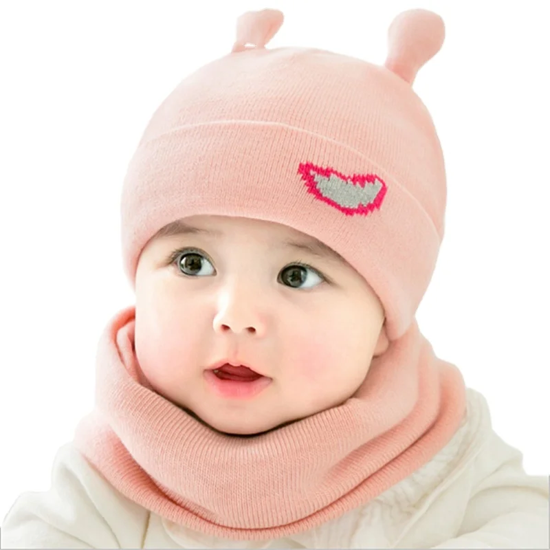 Sombrero de niño con cuello con cuello lindo sombrero cálido recién nacido oreja de punto para niño 