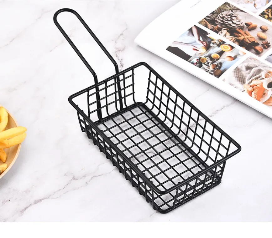 Creative Restaurant Kitchen Chip Basket Stainless Steel Square Bread