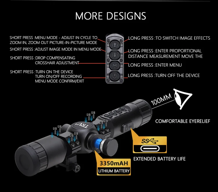 Hd 2-10x Thermal Scope For Hunting With Ranging Video Rec Wifi Optic ...