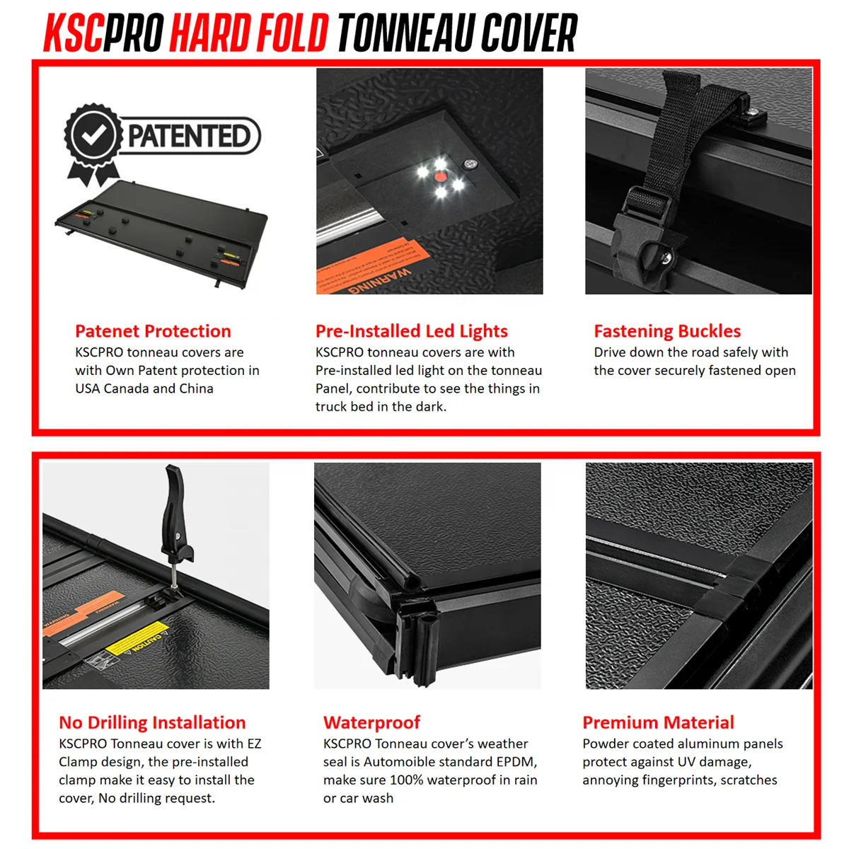 Kscpro New Design Tonneau Cover Hard Fold Truck Box Cover For Ford F150
