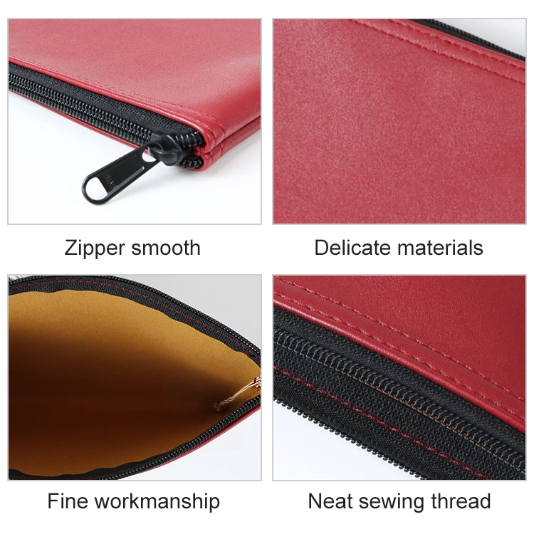 Multi Function Custom Logo PU Leather Safe Cash Money Transport Storage Security Zipper Bank Deposit Bag