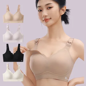 Customized logo Seamless Push up Front Buckles Anti slip Big Breasts Lifting Adjustable Quick Dry Moisture-wicking Nursing Bra