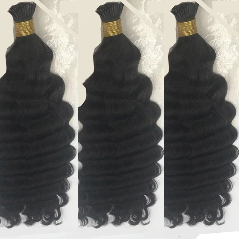 Extension per capelli umani Deep Wave Indian Remy Hair Braiding Bulk 1/3 pezzi Bundles Colore naturale_voghion.com