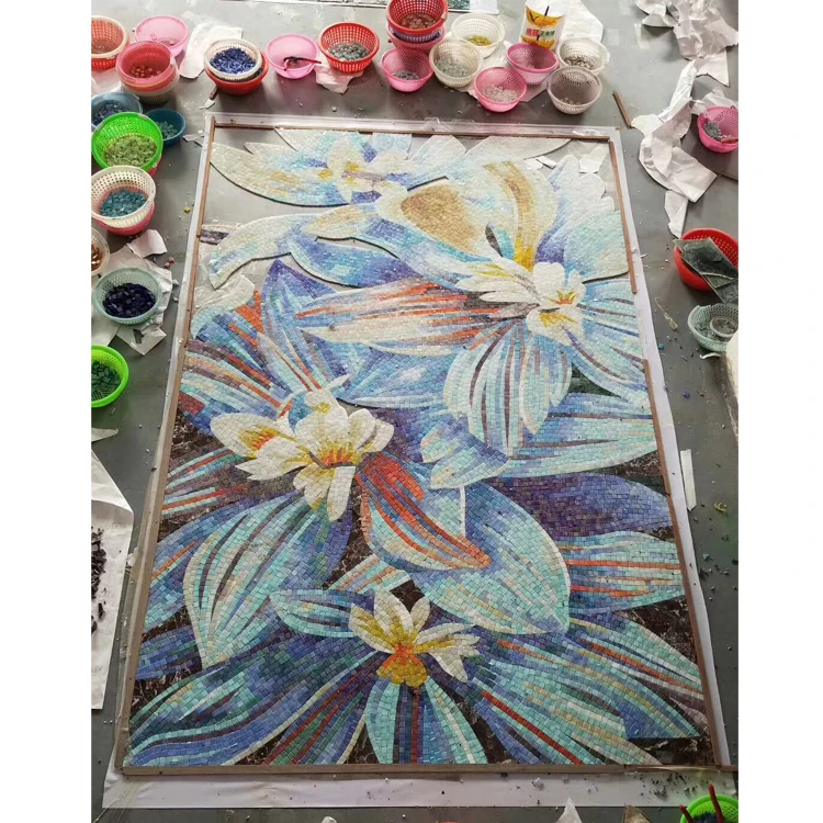 Decorative Flower Pattern Mosaic Tiles Wall Decoration
