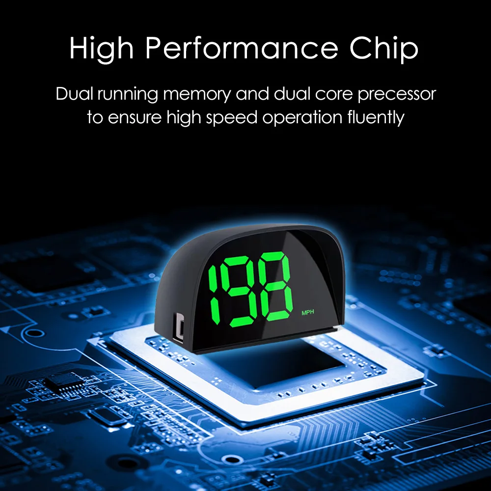 Head Up Display Auto HUD, tachimetro digitale universale con GPS + Beidou Dual Chip per tutte le auto, schermo LED da 2,8, USB Plug and Play, KMH