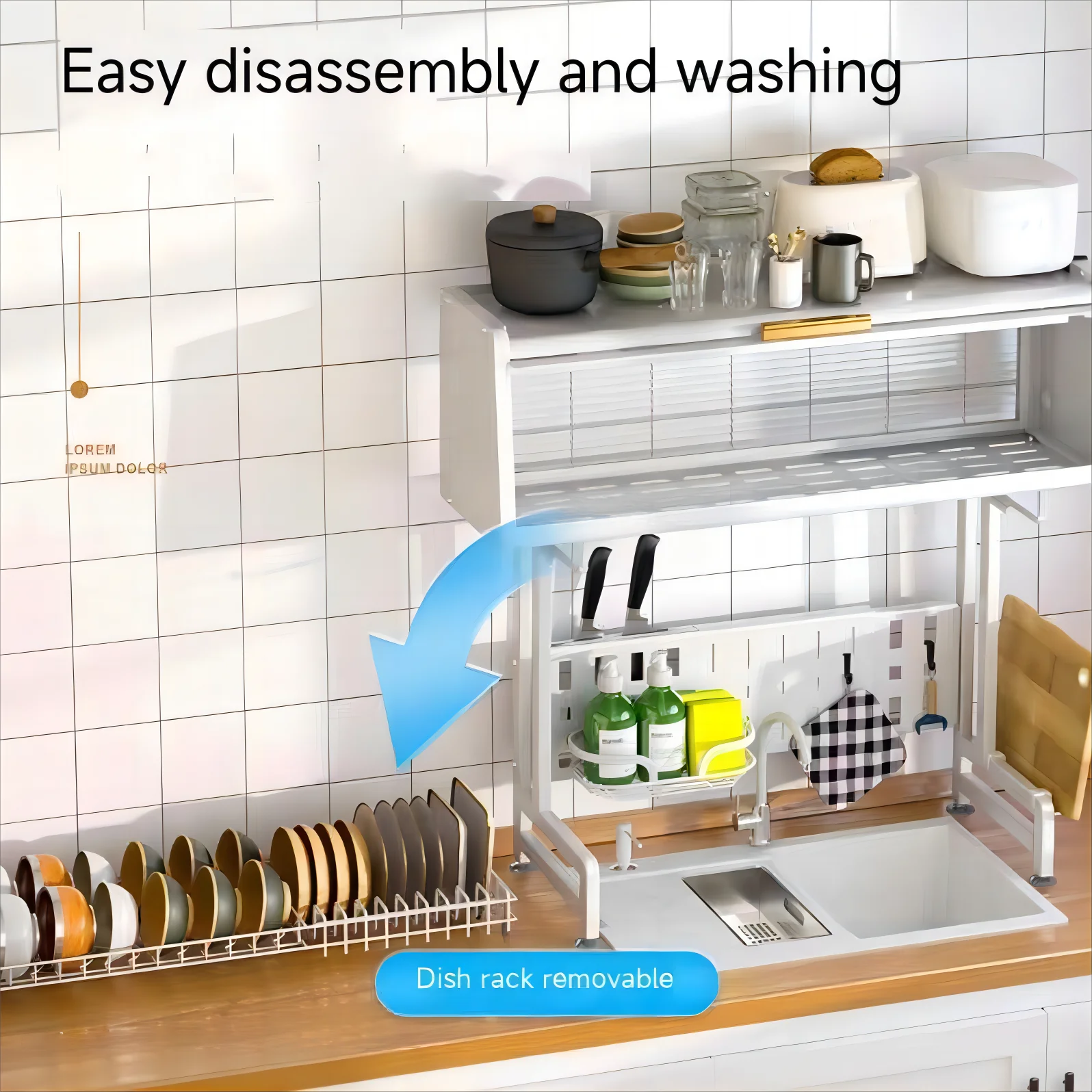 Adjustable Large Kitchen Sink Shelf Over The Counter Dish Rack Over The