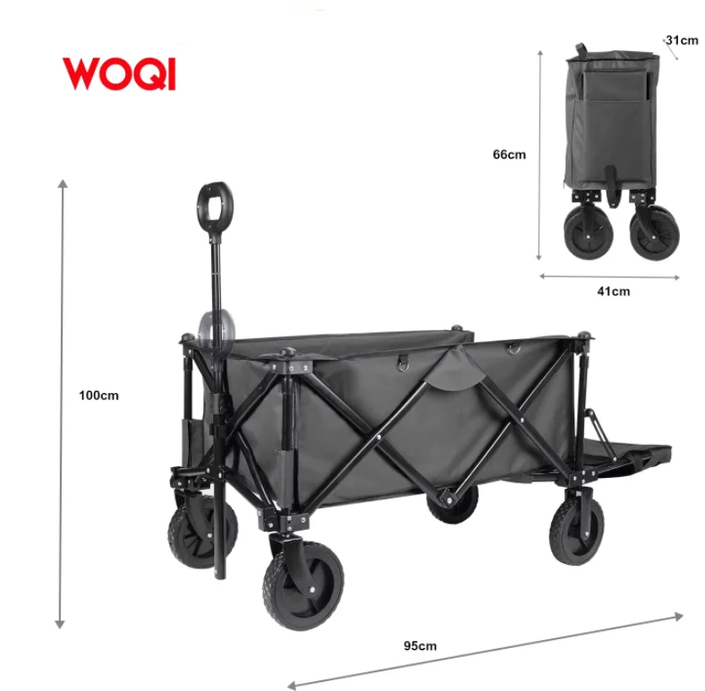 WOQI  Foldable Mini Wagon Cart Heavy Duty Outdoor Utility Wagon With Swivel Wheels for Gardening Grocery Shopping