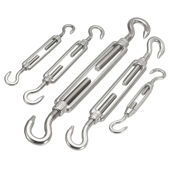 Tendeur De Gréement En Acier Inoxydable 304 - Crochet Et œillet, Corps Ouvert | Pour Voile D'ombrage, Câbles, Treillis