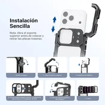 NEEWER ND Filter Set Solo para PA143/PA144 Phone Cage,Densidad Neutra ND8/16/32/64 + Black Diffusion 1/4 + Magnetic Placa detail image