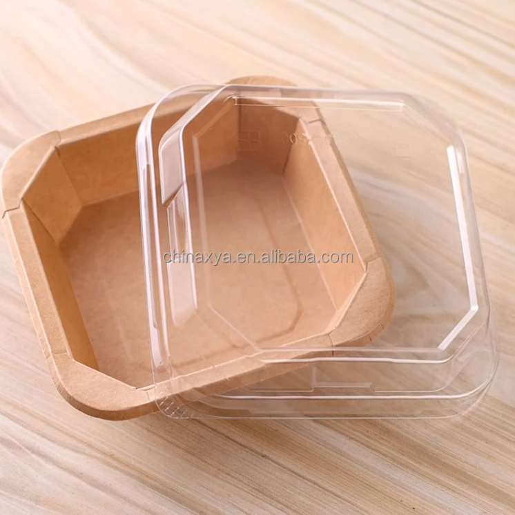 300ml 500ml 700ml 1000ml  1200ML Disposable Eco Friendly Rectangular Container Salad Fast Food Box Paper Bowl With Lid factory