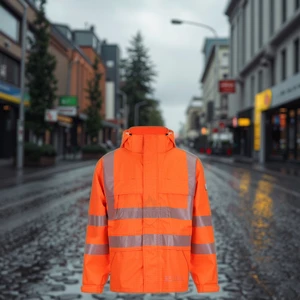 Hi Vis Flame-Resistant Waterproof Fluorescent Polyester Safety Workwear Raincoat