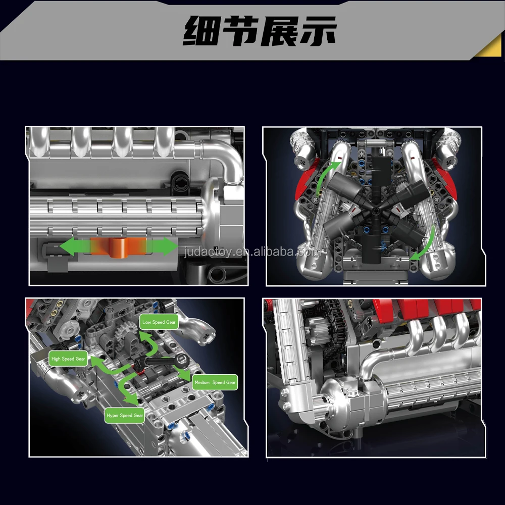 MOULD KING 10203 M8カーV8エンジンギアボックス付きモデル