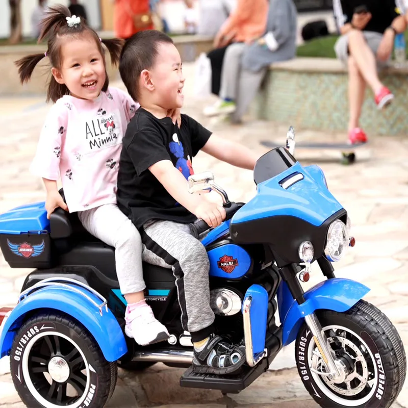 New hot fashion excellent quality light music electric children's Harley motorcycle baby toy car can sit for two