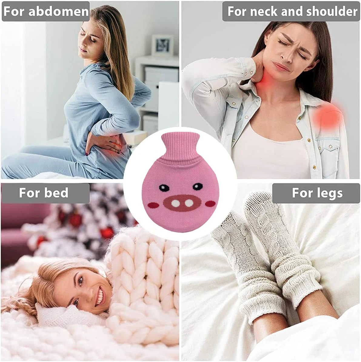 customized round shape hot water bag 1000ml cute rubber hot water bottle heat bag knitted covers