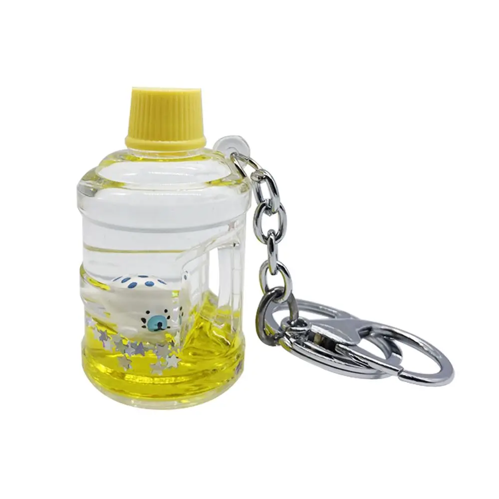 LZHLMCL Geschenk Sleutelhanger Acryl Quicksand Melkpak Drijvende Vloeibare Quicksand Auto Sleutelhanger Schooltas Hanger Sleutelhanger