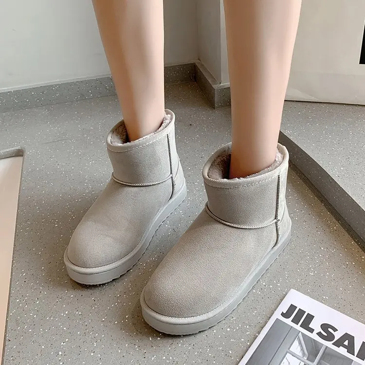 На подкладке из флиса с подкладкой на плоской подошве обувь платформе круглым носком; С коротким голенищем; Зимние ботильоны; Женские зимние