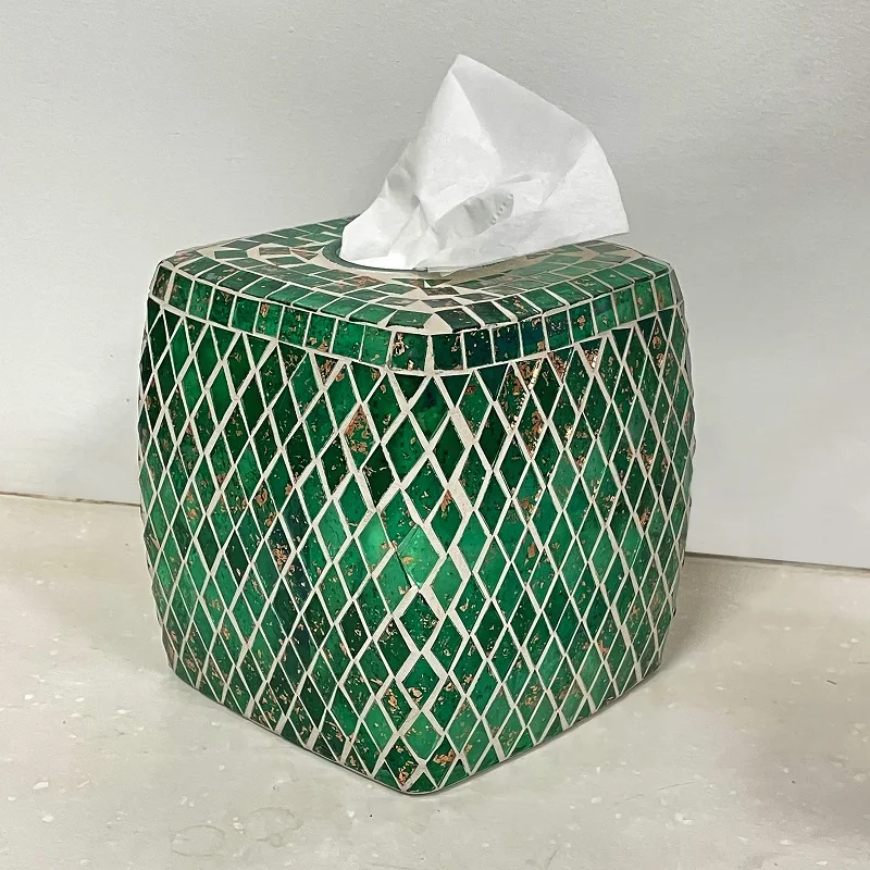 Custom Container Facial Tissue Box Cover Luxury Napkin Holders Handmade Diy Mosaic Decorative