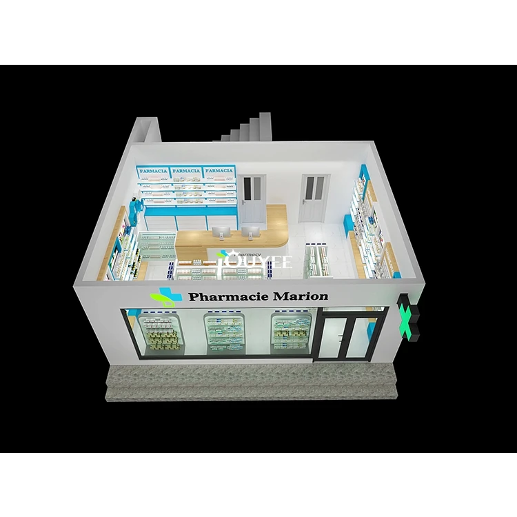 Customized Design 3D Commercial Retail Store Pharmacy Counter for Sale Pharmacy Shop Display Stand Furniture